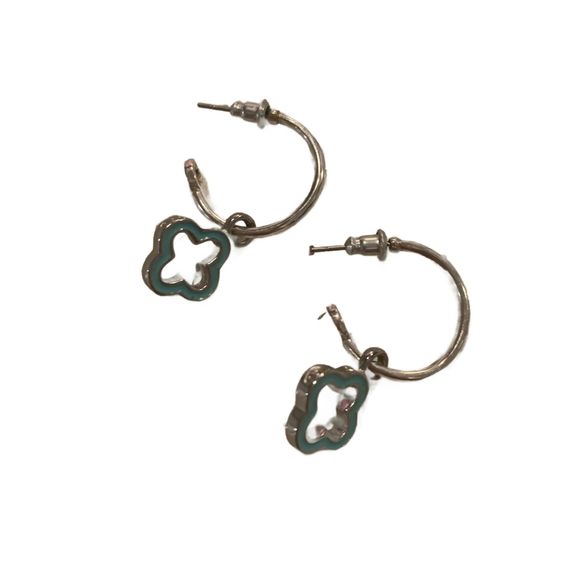 Origami Owl | Interchangeable Aqua Blue Silver Tone Earrings with Fortune Cookie - Picture 3 of 4